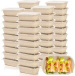 Yesland 50 Pack Take Out Food Containers with PP Lid, 33 Oz Rectangular Disposable Paper Bowls Soup Serving Bowls, Meal Prep Food Containers for Salad, Leftovers - Image 2