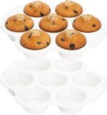 Youeon 2 Pcs Ceramic Muffin Pans, 7 Cup Nonstick Cupcake Baking Pans with Floral Handles, Durable Oven & Dishwasher Safe Ceramic Muffin Tins for Muffins, Cupcakes, Cheesecakes, and More - Image 2