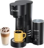 ZACME Single Serve Coffee Maker with Milk Frother, Coffee Machine with Brewing & Frothing System, 28oz Water Tank, Adjustable Brew Strength, Quick Brew, Self-Cleaning - Image 2