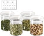 ZENS 10oz Glass Jars with Airtight Lid, 4 Pack Glass Kitchen Canisters Set for Spice, Loose Tea, Small Clear Glass Storage Jars with Labels for Herbs, Sugar - Image 2