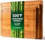 Zarler Bamboo Cutting Boards for Kitchen, Durable Wood Cutting Board with Juice Grooves and Handles, Wooden Chopping Board Set for Meal Prep, 500℉ Carbonized Bamboo, XL Size, Ideal Kitchen Gift - Image 2