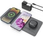ZealSound Triple Wireless Charger,Charging Pad,Ultra Slim Fast 3x10W Charger Station for Multiple 3 Devices New Airpods Samsung Earbuds Mat Dock W/AC Adapter for All Wireless Charging Phones - Image 2