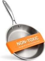 Ziruma Non-Toxic 8" Surgical Grade Stainless Steel Frying Pan, Fully Clad for Fast & Even Heat, PFOA-Free, Induction Compatible, Oven Safe to 500°F - Image 2