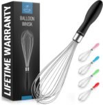 Zulay Kitchen Stainless Steel Balloon Whisk 11 Inch – Durable Wire Whisk with Soft Grip Silicone Handle – Versatile Kitchen Whisk for Blending, Beating, Frothing, Stirring & More - Black - Image 2