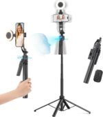 acer Auto Face Tracking Tripod for iPhone/Cell Phone/Android/Camera with Light and Remote, 64", No App, 360°Rotating Tripod Selfie Stick for Tiktok YouTube Vlog Live Streaming Video Recording - Image 2