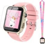 cjc Smart Watch for Kids Gift for Girls Ages 4-12 - Includes Screen Protector, 30+ Games, 140 Learning Cards, HD Touch Screen, Camera, Music, Pedometer - Fun & Educational Birthday Gift Idea (Pink) - Image 2