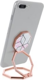 cobee Cell Phone Ring Holder Finger Kickstand, 360° Rotation Metal Cellphone Back Grip Foldable Cell Phone Stand Adjustable Phone Holder Compatible with Most Smartphones(Rose Red Marbling) - Image 2