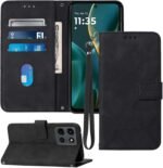 for Moto G 2025 Case Wallet, Card Holder Slots, Wrist Strap, TPU Interior Phone Protective, Stand PU Leather Folio Flip Cases Cover for Moto G - 2025 (Black) - Image 2