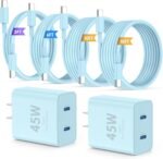 iPhone 16 15 Pro Max Charger Fast Charging,45W Dual Port USB C Fast Charger Block [2-Pack] & Extra Long 60W 3/6/10/10FT USB C Cable - PD Quick Adapter 3.0 for iPhone 16 15/16 15Pro/16 15 Plus. - Image 2