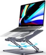 ivoler Adjustable Laptop Stand with 360° Rotating Base,Ergonomic Laptop Stand for Desk,Foldable & Portable Laptop Riser,Suitable for Collaborative Work, Fit MacBook/Laptop up to 16 inches[Space Gray] - Image 2