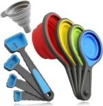 leepiya Measuring Cups and Spoons set, Collapsible Measuring Cups, 8 piece Measuring Tool Engraved Metric/US Markings for Liquid & Dry Measuring, Space Saving, BPA Free Silicone, Colorful - Image 2