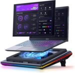 llano V12 Ultra Laptop Cooling Pad with Smart Software Control, RGB Gaming Laptop Fan Cooler Stand, 5.5" Turbo Fan, Adjustable Speed, 3*USB 3.0 Ports, 3 Height Stands, for 15.6"-19" Laptops, Black - Image 2