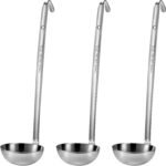 meekoo 3 Pieces Stainless Steel Ladle Soup Handle Ladle with Pouring Rim for Kitchen Cooking Soup Sauce (4 oz) - Image 2