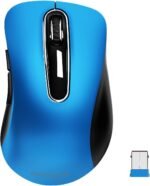 memzuoix 2.4G Portable Wireless Mouse, 1400 DPI Mobile Optical Cordless Mice with USB Receiver for Computer, Laptop, PC, Desktop, MacBook, 5 Buttons, Blue - Image 2