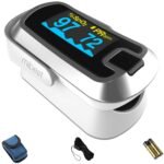 mibest OLED Finger Pulse Oximeter, O2 Meter, Dual Color White/Silver - Image 2