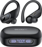 occiam Active Noise Cancelling Wireless Earbuds Bluetooth Headphones Ear Buds 96Hrs Playback Clear Call Waterproof Earphones with Ear Hook Microphones for Sport Running Black - Image 2