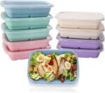 shopwithgreen Meal Prep Containers 1-Compartment, 10PCS Wheat Straw Microwave Bento Lunch Box with Lids, Reusable & Stackable Food Storage Containers, Dishwasher Freezer Safe BPA Free (32 OZ) - Image 2