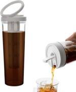 watchget Portable Cold Brew Coffee Maker 34oz/1L Iced Coffee Maker and Tea Brewer Leak-Proof Removable Fine Mesh Filter Perfect for Outdoor Camping Trip (White) - Image 2