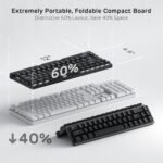 RK ROYAL KLUDGE F68 60% Foldable Low Profile Mechanical Keyboard, Wireless Mechanical Keyboard with Aluminum Body, Built-in Stand Holder, White Backlit, 68 Keys, Quiet Red Switch - Image 5