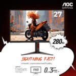 AOC 27" Curved Gaming Monitor, FHD 1080p, 280Hz (DP) 240Hz (HDMI), 0.3ms MPRT, VA Panel 1500R, AMD FreeSync Premium, HDR Ready, Height Adjustable, DisplayPort HDMI C27G4ZH - Image 3