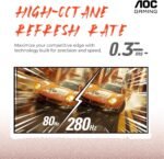 AOC 27" Curved Gaming Monitor, FHD 1080p, 280Hz (DP) 240Hz (HDMI), 0.3ms MPRT, VA Panel 1500R, AMD FreeSync Premium, HDR Ready, Height Adjustable, DisplayPort HDMI C27G4ZH - Image 4