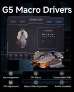 SEUNKWANG EWEADN G5 Wired Gaming Mouse, Ergonomic RGB Computer Mouse, 12800 Adjustable DPI, 9 Programmable Macro Buttons with Rapid Fire Key Compatible for PC/Laptop/Windows-Grey - Image 4