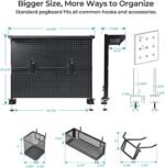 EUREKA ERGONOMIC Pegboard with Dual Monitor Stand,Steel Pegboard for Desk,Computer Accessories for Office, Privacy Panel for Gaming Desk, 4 Accessories Modular Hanging,43 x 34inch, Black - Image 3