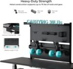 EUREKA ERGONOMIC Pegboard with Dual Monitor Stand,Steel Pegboard for Desk,Computer Accessories for Office, Privacy Panel for Gaming Desk, 4 Accessories Modular Hanging,43 x 34inch, Black - Image 4