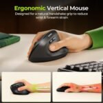 seenda Ergonomic Mouse Wireless, MOU200 Bluetooth Vertical Mouse - 3 Multi-Device Connectivity,1000/1600 /2400 DPI, Ergo Optical Mice for Windows, Mac OS, Computer/PC/Laptop, Black - Image 4