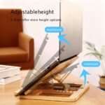 Bamboo Foldable Laptop Stand Holder, 6-Level Adjustable Ergonomic Notebook Riser with Heat Dissipation for 10-17 Inch Laptops, MacBook, Tablet - Image 6