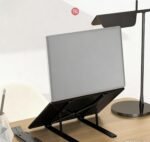 Adjustable Aluminum Alloy Laptop Stand,Foldable Notebook Computer Holder with Non-Slip Silicone pad,Ventilated Cooling Notebook Holder Stand for 10-15.6” Laptops, Tablets-Black - Image 4