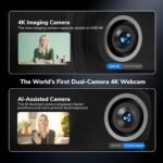 EMEET Piko 4K Webcam for Streaming, World’s 1st Dual-Camera AI-Powered 4K Camera w/AI Autofocus, 3 Mics Array&3 Sound Modes, USB Webcam with Clip, Great for Streaming, Desk Setup - Image 3