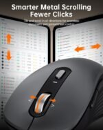TECKNET Wireless Bluetooth Mouse, [USB + BT1 + BT2] Silent Click,4-Way Scroll Wheel Wireless Mouse for Laptop, Full-Size, 4800 DPI Computer Mice, Dual Mode for Laptop, PC, iPad, MacBook - Grey - Image 3