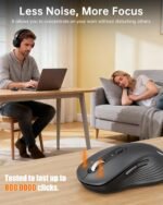 TECKNET Wireless Bluetooth Mouse, [USB + BT1 + BT2] Silent Click,4-Way Scroll Wheel Wireless Mouse for Laptop, Full-Size, 4800 DPI Computer Mice, Dual Mode for Laptop, PC, iPad, MacBook - Grey - Image 6