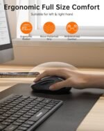 TECKNET Wireless Bluetooth Mouse, [USB + BT1 + BT2] Silent Click,4-Way Scroll Wheel Wireless Mouse for Laptop, Full-Size, 4800 DPI Computer Mice, Dual Mode for Laptop, PC, iPad, MacBook - Grey - Image 7