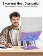 Aluminum Laptop Stand for Desk – Adjustable Ergonomic Laptop Riser, Foldable & Portable Holder Fit for MacBook & 10"-16" Laptops for Office, Home & Travel,Purple - Image 3