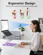 Aluminum Laptop Stand for Desk – Adjustable Ergonomic Laptop Riser, Foldable & Portable Holder Fit for MacBook & 10"-16" Laptops for Office, Home & Travel,Purple - Image 4