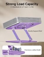Aluminum Laptop Stand for Desk – Adjustable Ergonomic Laptop Riser, Foldable & Portable Holder Fit for MacBook & 10"-16" Laptops for Office, Home & Travel,Purple - Image 5