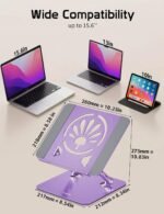 Aluminum Laptop Stand for Desk – Adjustable Ergonomic Laptop Riser, Foldable & Portable Holder Fit for MacBook & 10"-16" Laptops for Office, Home & Travel,Purple - Image 6