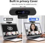 Window Hello Webcam, 1080P 30fps Camera with Noise-reducing Mic, Plug & Play, 90° Wide Angle, Built-in Privacy Cover, 360° Rotation & 90° Tilt, Perfect for Zoom, Google Meet, Microsoft Teams - Image 6