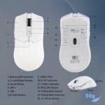 EPOMAKER Click Gaming Mouse Wireless 2.4Ghz/BT/Type-C, 800 to 42,000 DPI Adjustable, 8K Polling Rate, 500mAh, Lightweight Optical Mouse, for PC/Mac/Linux (White) - Image 7