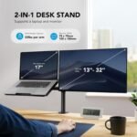 HUANUO Adjustable Monitor Stand, Single Arm Desk Mount for 32 inch Screen and 17 inch Laptop, Heavy Duty Ergonomic Bracket Holds 22lbs - Image 3