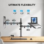 HUANUO Adjustable Monitor Stand, Single Arm Desk Mount for 32 inch Screen and 17 inch Laptop, Heavy Duty Ergonomic Bracket Holds 22lbs - Image 4