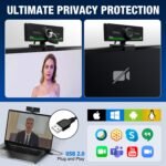 Gsou Webcam with Headset and Microphone, 1080P Webcam with Privacy Cover, Plug and Play Web Camera for Desktop Computer Zoom Meetings, Audio Bluetooth only for Headset - Image 5