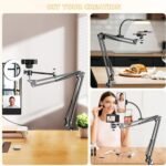 Overhead Camera Mount with Ring Light, Flexible Articulating Phone Arm Stand Compatible with iPhone, Logitech Webcam, Desk Tripod for YouTube Live Stream Cooking Nail Video Recording - Image 3
