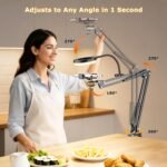 Overhead Camera Mount with Ring Light, Flexible Articulating Phone Arm Stand Compatible with iPhone, Logitech Webcam, Desk Tripod for YouTube Live Stream Cooking Nail Video Recording - Image 5