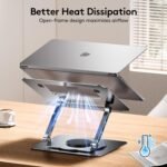 TECKNET Laptop Stand for Desk, 360 Rotating Base, Ergonomic Foldable Computer Stand for Laptop Riser Height Adjustable, Compatible with MacBook Pro, All Laptops 10-17" - Silver - Image 5