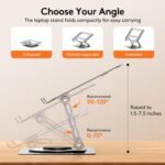 TECKNET Laptop Stand for Desk, 360 Rotating Base, Ergonomic Foldable Computer Stand for Laptop Riser Height Adjustable, Compatible with MacBook Pro, All Laptops 10-17" - Silver - Image 6