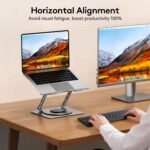 TECKNET Laptop Stand for Desk, 360 Rotating Base, Ergonomic Foldable Computer Stand for Laptop Riser Height Adjustable, Compatible with MacBook Pro, All Laptops 10-17" - Silver - Image 7