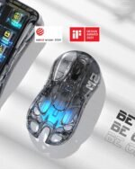 GravaStar Mercury M2 Wireless Gaming Mouse with 26,000 DPI, PAW3395DM Sensor -79g Lightweight Hollowed-Out Design -5 Programmable Buttons -5 Dynamic Lightsync RGB - Transparent Black - Image 3